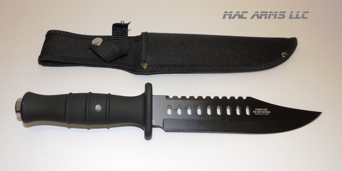 Survival Black Tactical Knife 12" Length