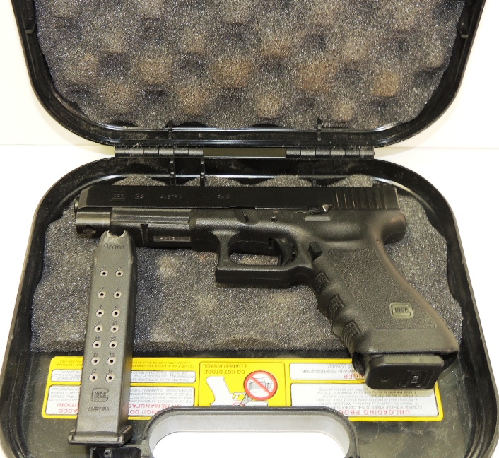 USED Glock 34 Extended Slide 9mm Great Cond 2-17 round mags
