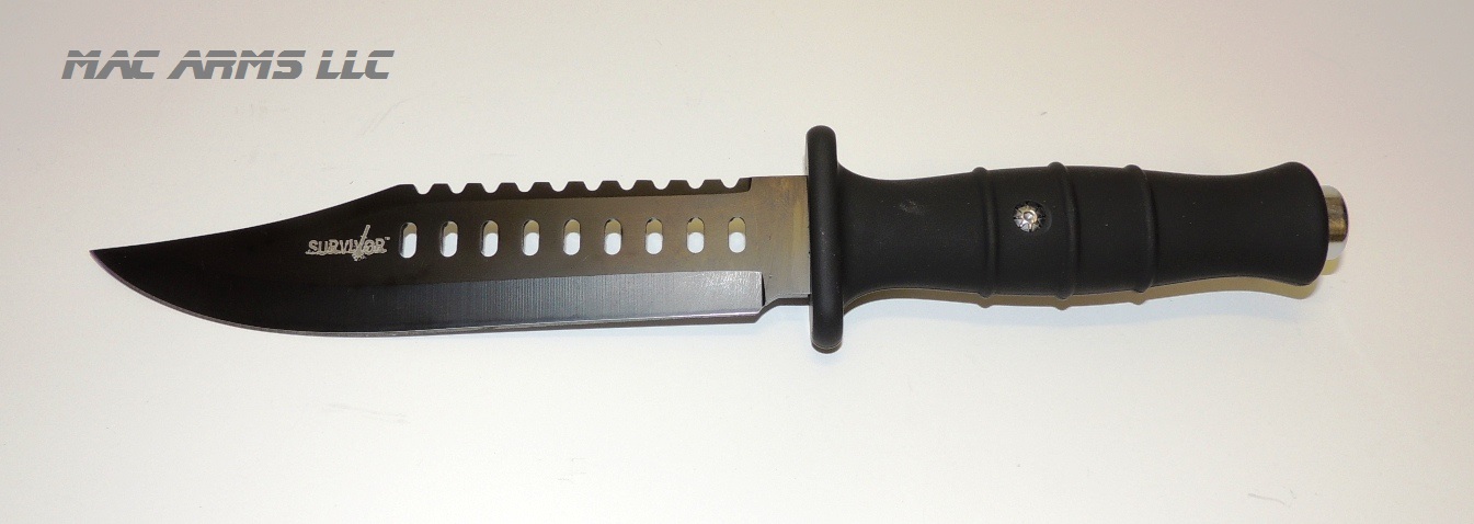 Survival Black Tactical Knife 12" Length